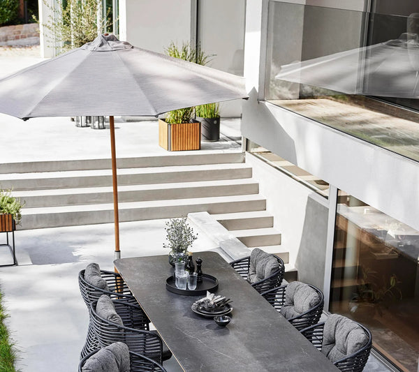 Classic parasol m. snoretræk - Light grey dug