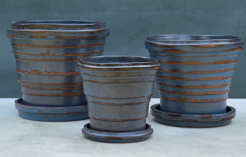 Planets vintage metalic blue-brown inkl. underskål