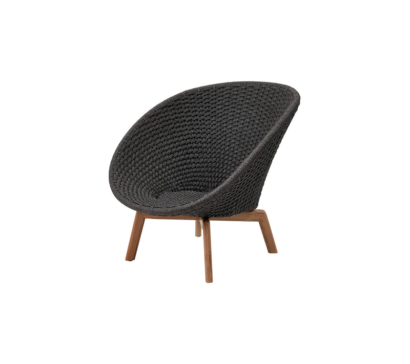 Peacock lounge stol med teak ben, Soft rope